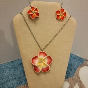 Floral Red and Yellow Jewelry Set